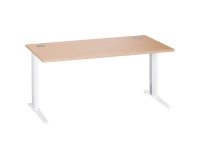 Bureau droit chêne clair L 160 cm piètement L réglable métal Essens