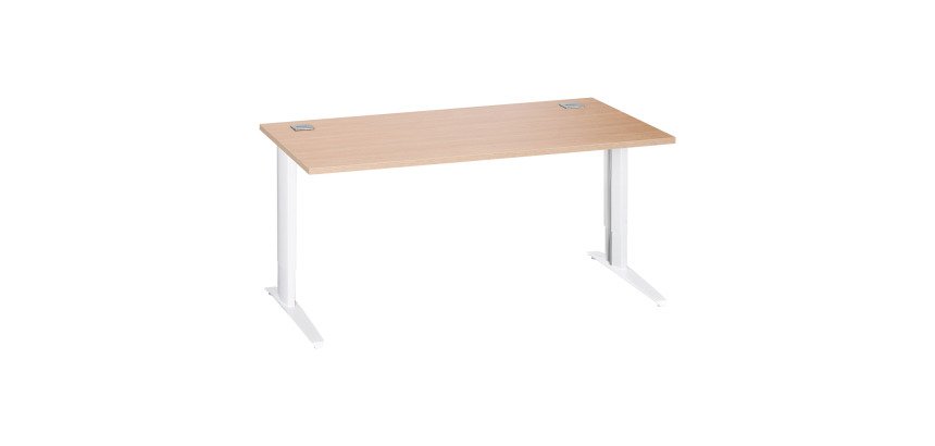 Schreibtisch Excellens Metall Plus mit festem oder einstellbarem L-Gestell zur Montage.