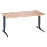 Bureau droit chêne clair L 160 cm piètement L réglable métal Essens