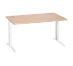Bureau droit chêne clair L 140 cm réglable en hauteur piètement métal Essens