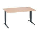 Bureau droit chêne clair L 140 cm réglable en hauteur piètement métal Essens