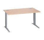 Bureau droit chêne clair L 140 cm réglable en hauteur piètement métal Essens