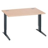 Bureau droit chêne clair L 120 cm réglable en hauteur piètement métal Essens