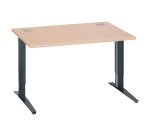 Bureau droit chêne clair L 120 cm réglable en hauteur piètement métal Essens