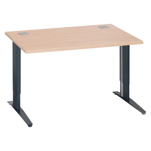 Mesa recta 120 cm roble claro regulable en altura patas metálicas antracita Excellens