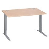 Bureau droit chêne clair L 120 cm réglable en hauteur piètement métal Essens