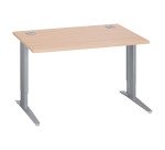 Bureau droit chêne clair L 120 cm réglable en hauteur piètement métal Essens