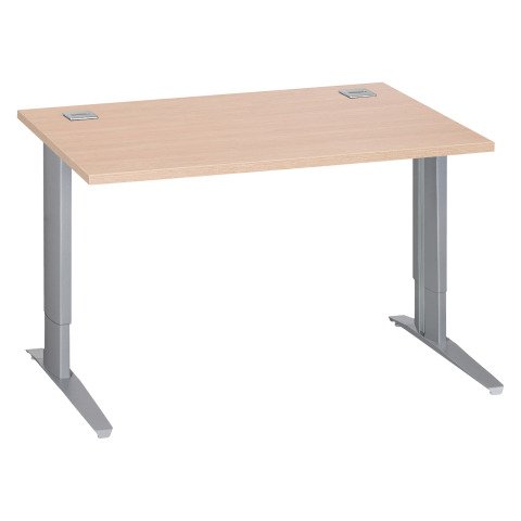 Mesa recta 120 cm roble claro regulable en altura patas metálicas aluminio Excellens