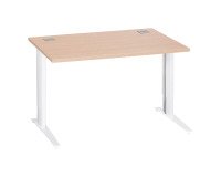 Bureau droit chêne clair L 120 cm réglable en hauteur piètement métal Essens