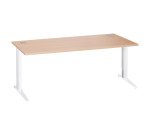 Bureau droit chêne clair L 180 cm réglable en hauteur piètement métal Essens
