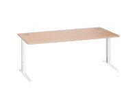 Bureau droit chêne clair L 180 cm réglable en hauteur piètement métal Essens