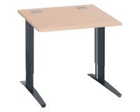 Bureau droit chêne clair L 80 cm réglable en hauteur piètement métal Essens