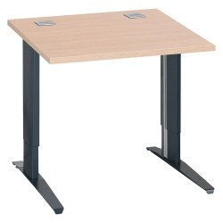 Bureau droit chêne clair L 80 cm réglable en hauteur piètement métal Essens
