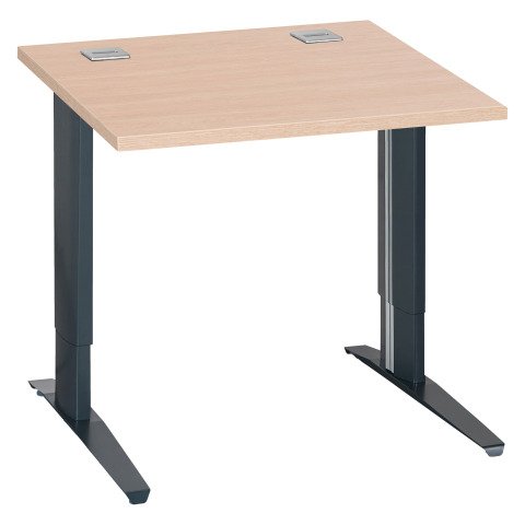 Mesa recta 80 cm roble claro regulable en altura patas metálicas antracita Excellens