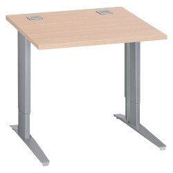 Bureau droit chêne clair L 80 cm réglable en hauteur piètement métal Essens