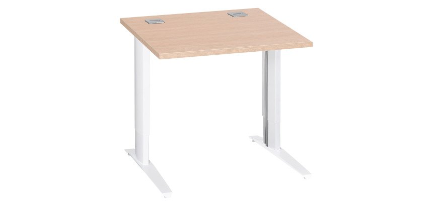 Bureau droit chêne clair L 80 cm réglable en hauteur piètement métal Essens