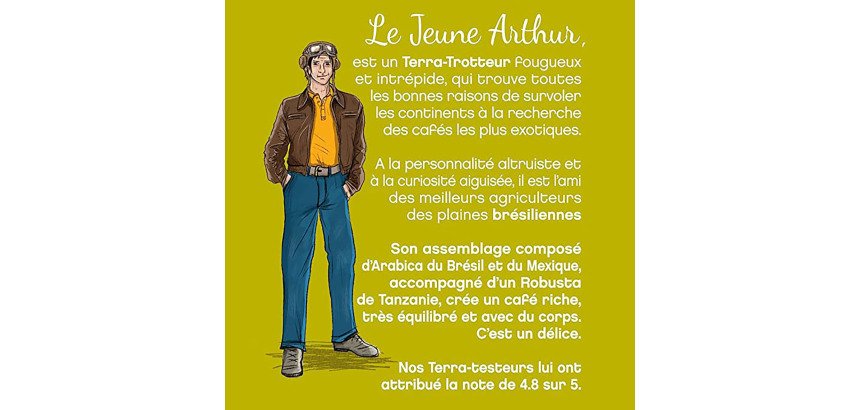 Café en grains Terramoka Arthur Bio 80 % Arabica, 20 % Robusta - paquet de 500 g