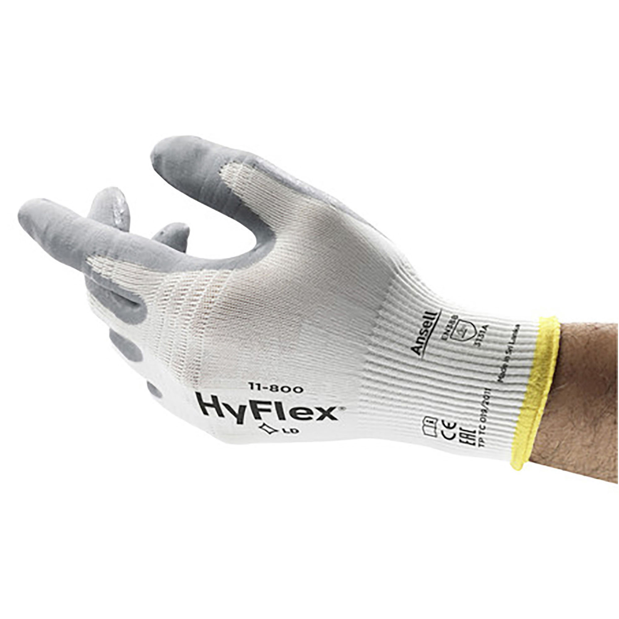 Guanti Ansell HyFlex® 11-800 in schiuma di nitrile grigia, 12 paia su