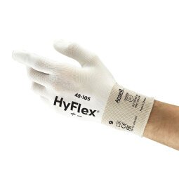 Guanti Ansell HyFlex® 48-105 in poliuretano bianco, 12 paia