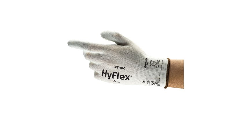 Guanti Ansell HyFlex® 48-100 in poliuretano bianco, 12 paia