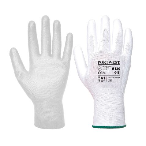 Guanti Portwest A120 in poliuretano bianco, 12 paia