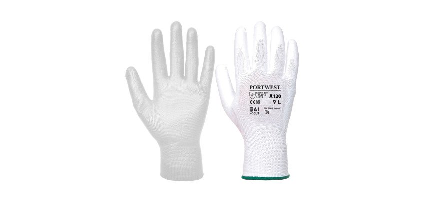 Guanti Portwest A120 in poliuretano bianco, 12 paia