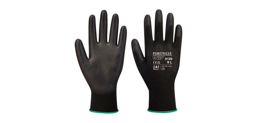 Guanti Portwest A120 in poliuretano nero, 12 paia