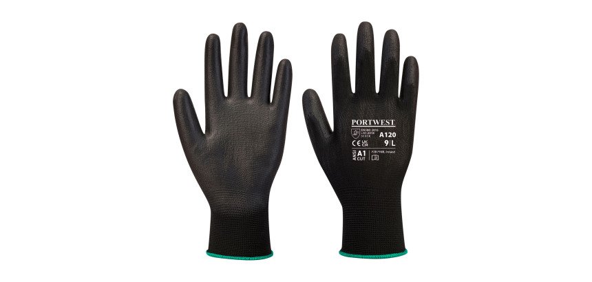 Guanti Portwest A120 in poliuretano nero, 12 paia