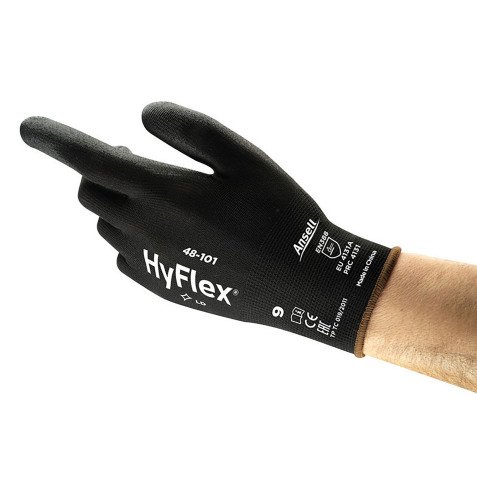 Guanti Ansell HyFlex® 48-101 in poliuretano nero, 12 paia