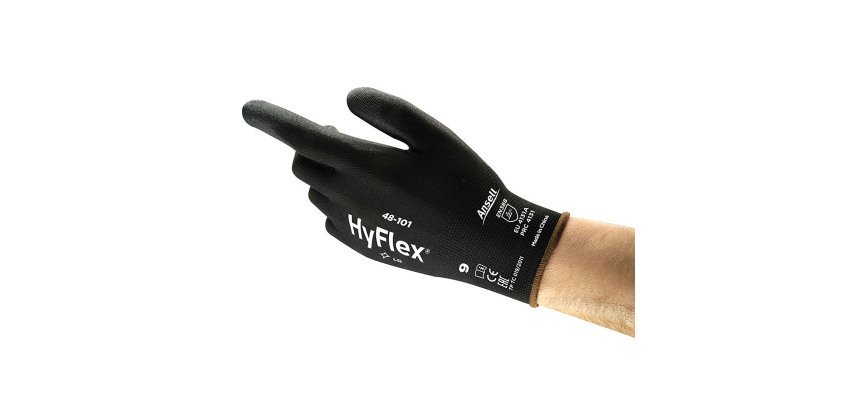Guanti Ansell HyFlex® 48-101 in poliuretano nero, 12 paia