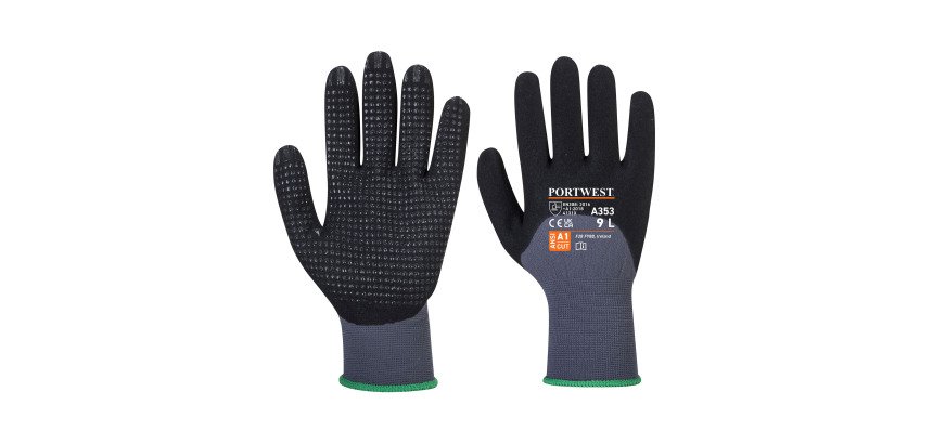 Guanti Portwest A353 in schiuma di nitrile puntinato nero, 12 paia