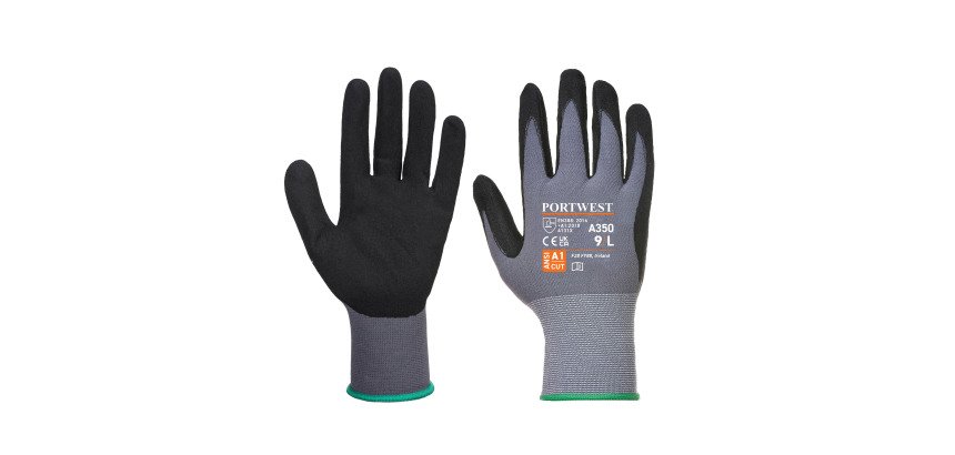 Guanti Portwest A350 in schiuma di nitrile sabbiato nero, 12 paia