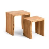 Tables d'appoint Zuleika gigognes L 50 x P 42 cm bois naturel