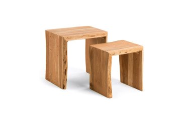 Tables d'appoint Zuleika gigognes L 50 x P 42 cm bois naturel