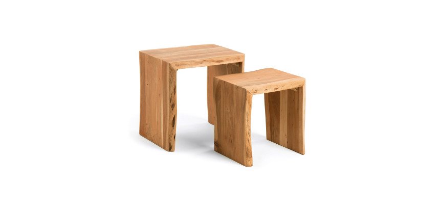 Bijzettafel Zuleika set L 50 x D 42 cm natuurlijk hout