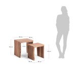 Bijzettafel Zuleika set L 50 x D 42 cm natuurlijk hout