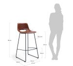 Tabouret Zahara marron H 65 cm