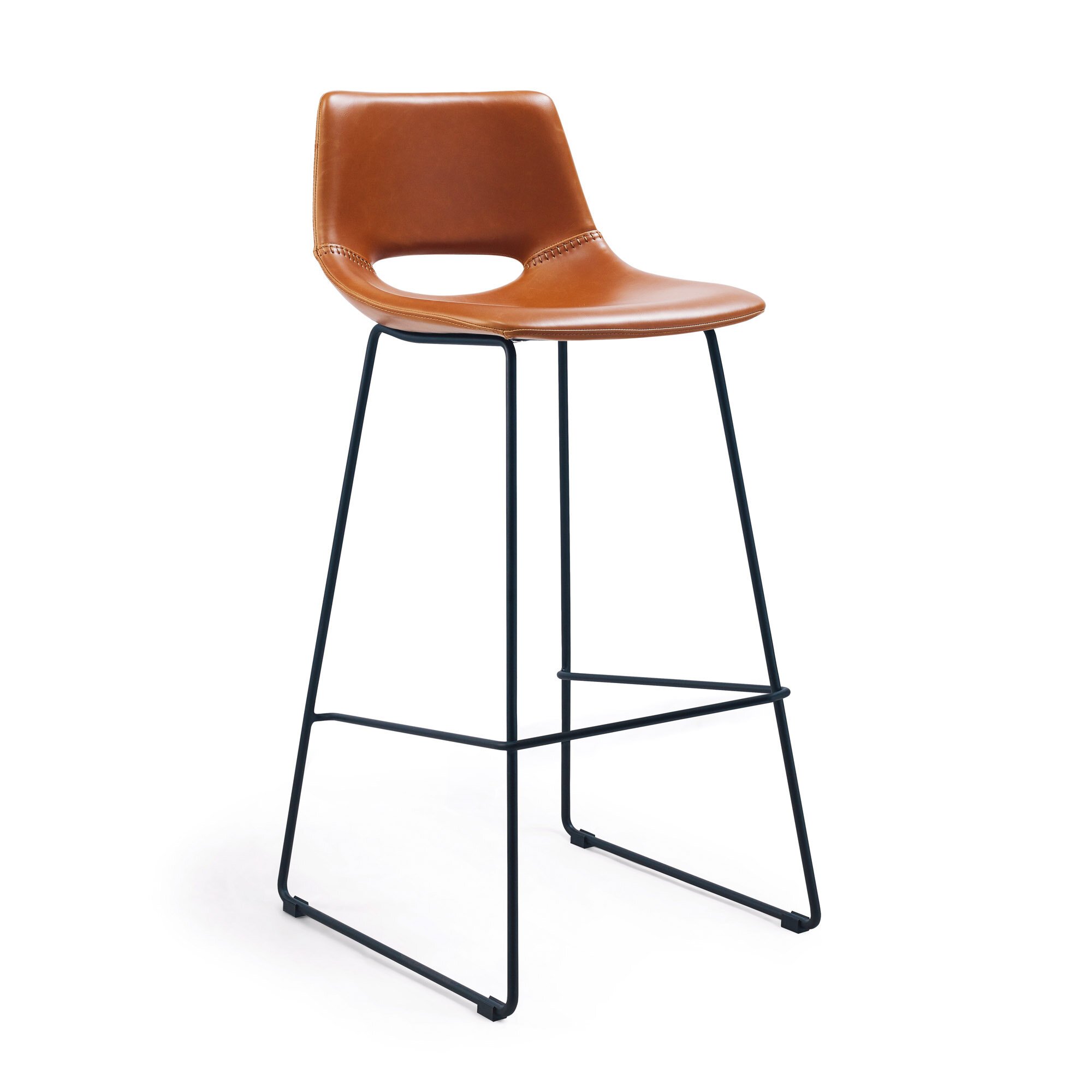 Tabouret Zahara pieds en acier finition noire H 65 cm