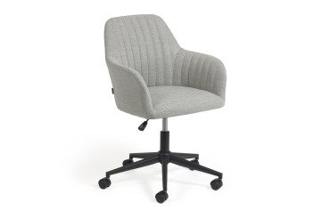 Chaises de bureau Madina tissu - Dossier bas avec accoudoirs  - Pieds noir