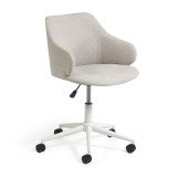 Chaises de bureau Einara tissu - Dossier bas  - Pieds Blanc