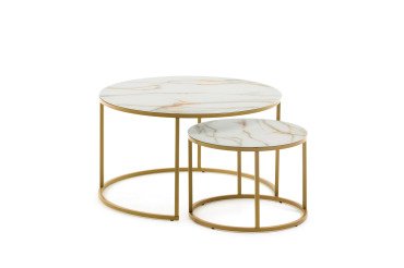 Tables d'appoint Leonor gigogne Ø 80 cm blanche