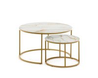 Bijzettafels Leonor set Ø 80 cm wit