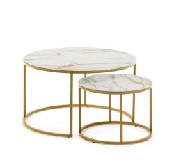 Side tables Leonor set Ø 80 cm white