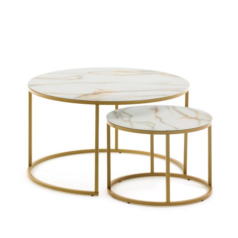 Tables rondes Leonor gigogne Ø 80 cm blanches