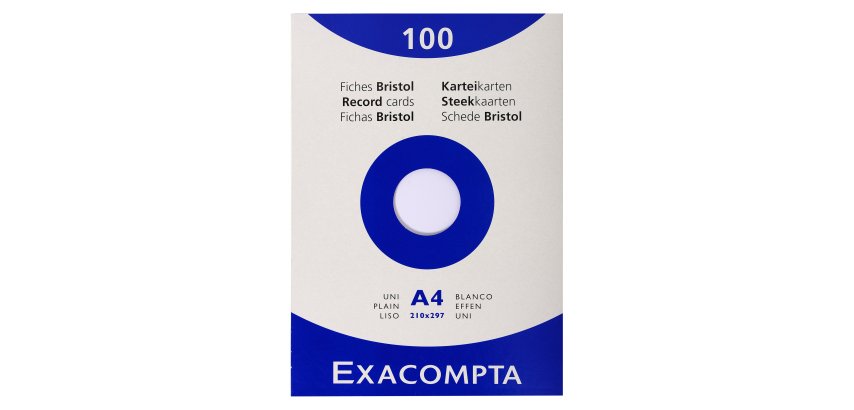 Étui de 100 fiches - bristol uni non perforé 297 x 210 mm