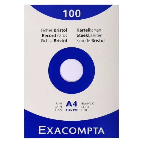 Ficha bristol 297 x 210 mm lisa blanca no perforada Exacompta - Caja de 100