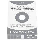Étui de 100 fiches - bristol quadrillé 5 x 5 non perforé 125 x 75 mm