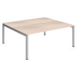 Pôle 2 bureaux droits Teamline L 180 cm - plateaux chêne clair piètement métal arche