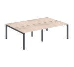 Pôle 4 bureaux droits Teamline L 240 cm - plateaux chêne clair piètement métal arche