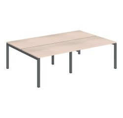 Pôle 4 bureaux droits Teamline L 240 cm - plateaux chêne clair piètement métal arche